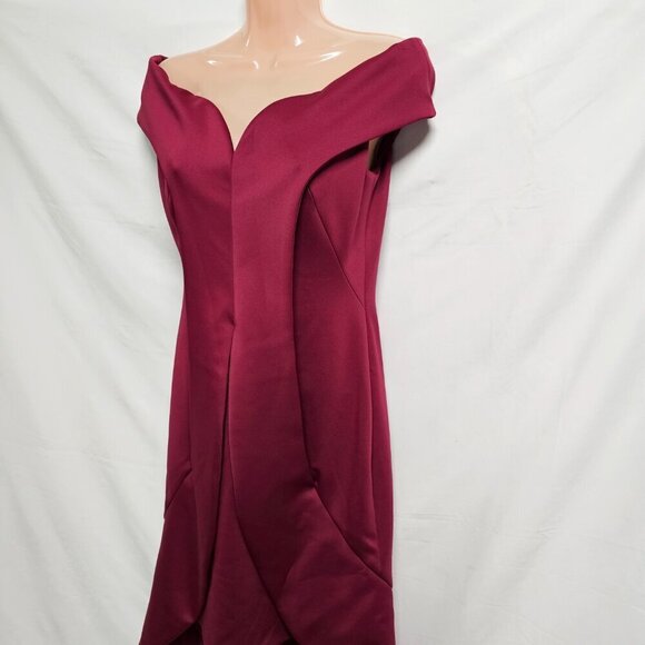 Black Halo Eve Anderson Off the Shoulder Sheath Dress Women Size 8 Burgundy - Picture 9 of 14